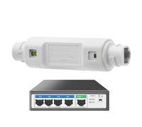 WJnflQN Repetidor extensor PoE | Extensión de señal Ethernet impermeable de larga distancia 48 V 10/100 Mbps, suministros de red, amplificador PoE Plug and Play para sistemas de seguridad