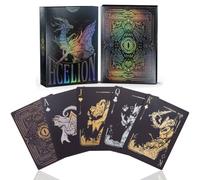 WJPC Cartas de plástico impermeables fáciles de barajar, cartas de póquer de dragón negro para juegos y fiestas, baraja de cartas (dragón