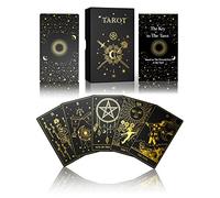 WJPC Cartas de tarot de lámina dorada con juego de libro guía y caja de regalo para principiantes y expertos. Diseño original, mazos de cartas de tarot (dorado)