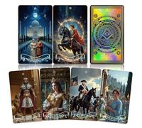 WJPC Tarjetas de tarot láser con borde de lámina dorada con juego de libro guía y regalo (oro paso)