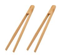 WJRQD 2 pinzas de bambú reutilizables clásicas, 30 cm, pinzas de madera para asar, ranuradas con mango fijo, ideales para tostadora, fruta, pan y pepinillos, utensilios de cocina para queso