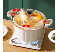 WJSXC Micro Pressure Pot, Non-stick, Large Capacity, Double Handle, Induction Compatible, Soup & General Cooking, White
