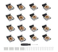 WJUAN 16 Piezas Soporte Espejo Pared, Sin Marco Soportes Fijación de Espejos, con Resorte Clips para Espejo Baño, con Pasadores y Tornillos Plateados, para Espejos Resistentes, Vidrio
