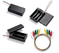 WJUAN 3 Pcs Portapilas, Caja de Batería de Plástico, Soporte de la Batería AA 3V y Soporte de la Batería AA 4.5V con Interruptor de Encendido/Apagado y 5 Pinzas Cocodrilo