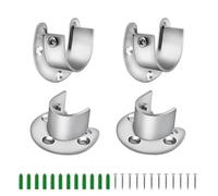 WJUAN 4 Piezas de Soportes de Brida en Forma de U, Soportes para Varillas de Armario de 28 mm, con Tornillos y Tubo de Expansión, Utilizado para Fijar la Barra de Ropa del Armario (Plateado)