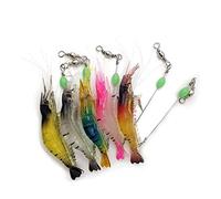 WJUAN 5 Piezas Camarón Artificial 9 cm/ 5,7 g Con Anzuelo, Cebo Luminoso Para Pesca Con Mosca, Perca, Simulación de Peces de Mar, Suave (5 Colores)