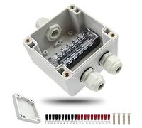 WJUAN Caja Conexiones Estanca IP66, Caja Estanca de 3 Polos, Clavija con Regleta de Bornes de Tornillo y Terminal Y- Prensado en Frío, Caja de Proyecto Exterior PG9 para Cable Ø 4-8 mm