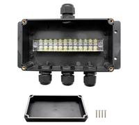 WJUAN Caja de Conexiones, Negro, IP66 Caja Derivacion Electrica, 4 Hilos Montado Superficie Caja, Impermeable, con Prensaestopas, para Cableado, Instalación Eléctrica, Expansión Circuito