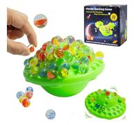 WJUAN Juego de Equilibrio con canicas para niños y Adultos - 60 canicas de Cristal de Colores con Base oscilante y Caja - Juego de Mesa Familiar para 1-4 Jugadores