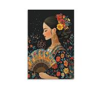 WJWART Póster de lienzo de mujer mexicana, decoración de dormitorio, paisaje, oficina, habitación, regalo, 40 x 60 cm