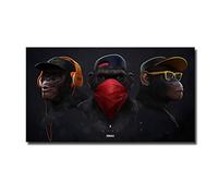 wjwei Cuadro en LienzoAnimal Art Pictures Lienzo Impreso Pintura Moderna Divertido Pensamiento Mono con Auriculares Pared Arte Carteles para Sala Decoración 70X120Cm Sin Marco Pc11148