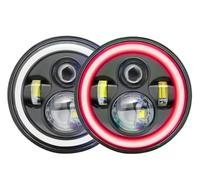 Wjwftcmk Faro Delantero Lámpara De Coche Para Jeep Para Wrangler Faro Universal 18000LM 7 Pulgadas Led Redondo H4 Halo Rojo Ojos Ángel 180W 6000K