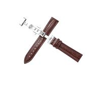 WJWJKA Correa de reloj de cuero genuino con patrón de lagarto de 12-22mm, correa de reloj con hebilla de mariposa, correa de repuesto para reloj,Marrón,14mm