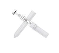 WJWJKA Correa de reloj de cuero genuino con patrón de lagarto de 12-22mm, correa de reloj con hebilla de mariposa, correa de repuesto para reloj,Blanco,20mm