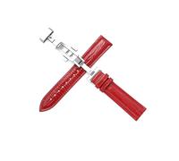 WJWJKA Correa de reloj de cuero genuino con patrón de lagarto de 12-22mm, correa de reloj con hebilla de mariposa, correa de repuesto para reloj,Rojo,16mm
