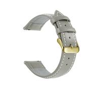 WJWJKA Correas de reloj de cuero genuino de 18-22 mm, correas de reloj de liberación rápida, correas de reloj de repuesto,Gris Blanco Oro,18mm