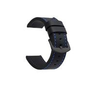 WJWJKA Correas de reloj de cuero genuino de 18-24 mm, accesorios de reloj con hebilla de acero inoxidable, correas de reloj de repuesto,Negro Azul Negro,22mm
