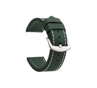 WJWJKA Correas de reloj de cuero genuino de 18-24 mm, accesorios de reloj con hebilla de acero inoxidable, correas de reloj de repuesto,Verde militar Plata 2,20mm