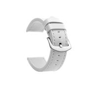 WJWJKA Correas de reloj de cuero genuino de 18-24 mm, accesorios de reloj con hebilla de acero inoxidable, correas de reloj de repuesto,Blanco Plata,22mm