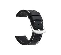WJWJKA Correas de reloj de cuero genuino de 18-24 mm, accesorios de reloj con hebilla de acero inoxidable, correas de reloj de repuesto,Negro Blanco Plata,20mm