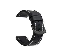 WJWJKA Correas de reloj de cuero genuino de 18-24 mm, accesorios de reloj con hebilla de acero inoxidable, correas de reloj de repuesto,Negro Blanco Negro,24mm