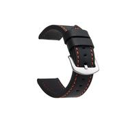WJWJKA Correas de reloj de cuero genuino de 18-24 mm, accesorios de reloj con hebilla de acero inoxidable, correas de reloj de repuesto,Negro Naranja Plata,24mm