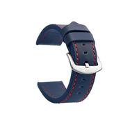 WJWJKA Correas de reloj de cuero genuino de 18-24 mm, accesorios de reloj con hebilla de acero inoxidable, correas de reloj de repuesto,Azul Rojo Plata,24mm