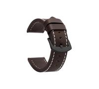 WJWJKA Correas de reloj de cuero genuino de 18-24 mm, accesorios de reloj con hebilla de acero inoxidable, correas de reloj de repuesto,Marrón oscuro Blanco B,18mm