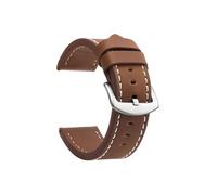 WJWJKA Correas de reloj de cuero genuino de 18-24 mm, accesorios de reloj con hebilla de acero inoxidable, correas de reloj de repuesto,Marrón Blanco Plata,22mm