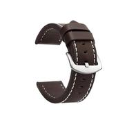 WJWJKA Correas de reloj de cuero genuino de 18-24 mm, accesorios de reloj con hebilla de acero inoxidable, correas de reloj de repuesto,Marrón oscuro Blanco S,18mm