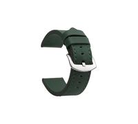 WJWJKA Correas de reloj de cuero genuino de 18-24 mm, accesorios de reloj con hebilla de acero inoxidable, correas de reloj de repuesto,Verde militar Plata,20mm