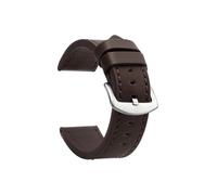 WJWJKA Correas de reloj de cuero genuino de 18-24 mm, accesorios de reloj con hebilla de acero inoxidable, correas de reloj de repuesto,Marrón oscuro Plata,20mm