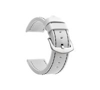 WJWJKA Correas de reloj de cuero genuino de 18-24 mm, accesorios de reloj con hebilla de acero inoxidable, correas de reloj de repuesto,Blanco Negro Plata,18mm