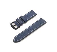 WJWJKA Correas de reloj de cuero genuino de 18-24 mm, accesorios de reloj con hebilla de acero inoxidable, correas de reloj de repuesto,Azul Negro H,20mm