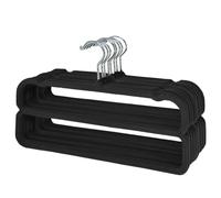 WJWSKI Percha para pantalones que ahorra espacio, percha antideslizante de terciopelo, perchas para ahorrar espacio para camisas, pantalones, vestidos, faldas, abrigos (negro)