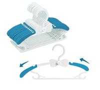 WJWSKI Perchas Bebe, Juego de 20 Perchas Apilables con Ganchos de Mariposa, Plástico & Antideslizantes, Hangers para Ropa de Bebé & Infantiles, Ahorro de Espacio (Azul + Blanco) Duradera