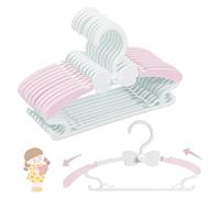 WJWSKI Perchas Bebe, Juego de 20 Perchas Apilables con Ganchos de Mariposa, Plástico & Antideslizantes, Hangers para Ropa de Bebé & Infantiles, Ahorro de Espacio (Rosa + Blanco) Duradera