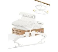 WJWSKI Perchas para niños, 29 - 37 cm, 20 Unidades, apilables, con Soporte para Pantalones, Ahorro de Espacio, Perchas para niños, de plástico Antideslizante, Color Blanco
