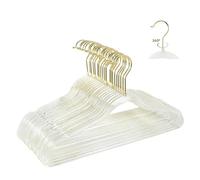 WJWSKI Perchas para ropa, ahorran espacio, 20 unidades, gancho dorado, giratorio 360°, plástico transparente, bonito color de cristal con pequeñas lentejuelas (transparente)