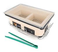 WJWWR Estufa de carbón de cerámica Japonesa Rectangular, Barbacoa de sobremesa portátil con Parrilla galvanizada, Adecuada para Cocina Familiar en Interiores