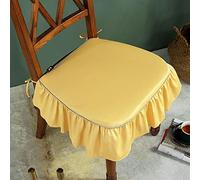 WJXBoos Funda de Asiento para Silla de Comedor,con Volantes en 4 Lados 43 * 45cm Estilo Americano Granja Vintage Color Sólido Cojines para Silla de Comedor Cucina (Amarillo,4 Paquetes)