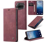 WJXEXRS Funda Nothing Phone 3A Carcasa de Piel Premium teléfono móvil [Tarjetas y Billetera][Soporte Plegable][Cierre Magnético] Flip Cartera Antigolpes Case para Nothing Phone 3A - Vino Rojo