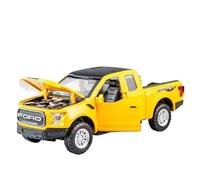 WJXNNON para Camioneta Todoterreno Ford Raptor F150, Modelo De Coche De Aleación De Metal Fundido A Presión, Sonido Y Luz, Retroceso 1:32(Yellow)