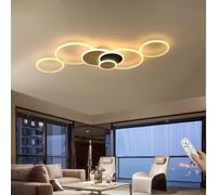 WJYCYN LáMpara De Techo Moderna Minimalista, Dimmable 7-Ring Design Living Room Light, With Remote Control Gold Ceiling Lamp,Suitable For Living Rooms, Bedrooms, Studies(L120*W80cm) (Oro negro)