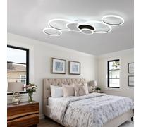 WJYCYN LáMpara De Techo Moderna Minimalista, Dimmable 7-Ring Design Living Room Light, With Remote Control Gold Ceiling Lamp,Suitable For Living Rooms, Bedrooms, Studies(L120*W80cm) (Negro)