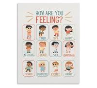 WJZJSVWTAU How Are You Feeling Today Canvas Wall Art - Emotions Poster for Living Room Decor(Framed,16x24inch(40x60cm))