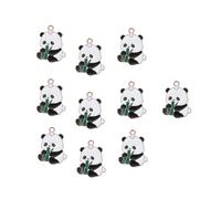 WKabnkn 10 dijes de panda para joyas hechas a mano, colgantes creativos de animales de dibujos animados para accesorios, collares, pulseras, hallazgos de aleación y metal, talla única, como se