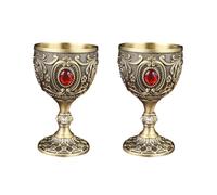 WKabnkn 2 copas de vino de 30 ml, estilo vintage, medieval, copa de metal, copa de vino, copa de viaje, decoración del hogar, suministros de fiesta, vintage, medieval