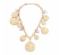 WKabnkn Collar con colgante de insignia grabada en forma de corazón vintage, accesorio de joyería de moda, portátil, para mujeres y señoras, talla única, como se describe, como se describe