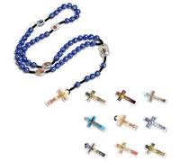 WKabnkn Collar de rosario de cadena de cuentas con colgante de cruz, collar de rosario de cruz católica simple para religiosos católicos hechos a mano, talla única, como se describe, como se describe